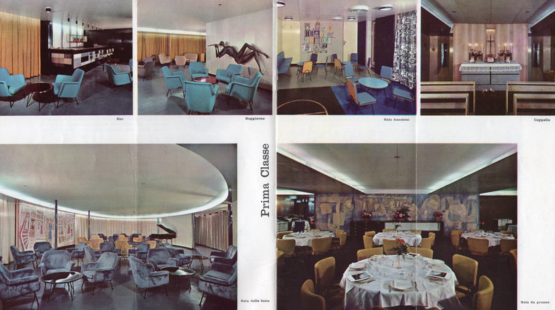 FEDERICO C: 1958 - Color deck plan/interiors brochure from 1950s/60s