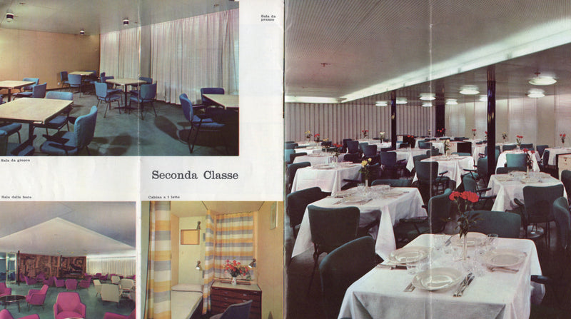 FEDERICO C: 1958 - Color deck plan/interiors brochure from 1950s/60s