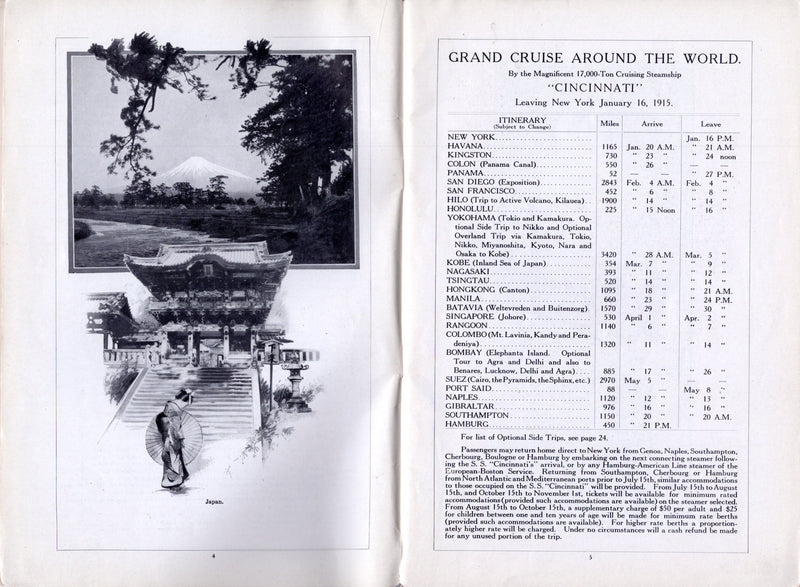 CLEVELAND & CINCINNATI - Tandem 1915 world cruise that never happened