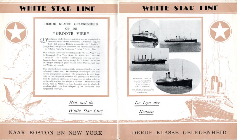 CEDRIC, BALTIC, ADRIATIC & BRITANNIC - 1930s Third Class interiors brochure