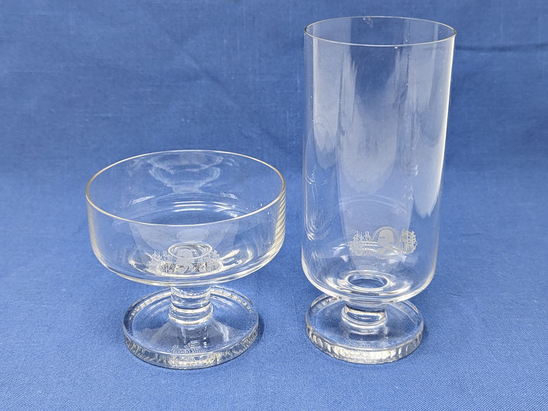 ASTOR: 1982 - Stemmed water glass  & fruit cocktail glass w/ Astor logos
