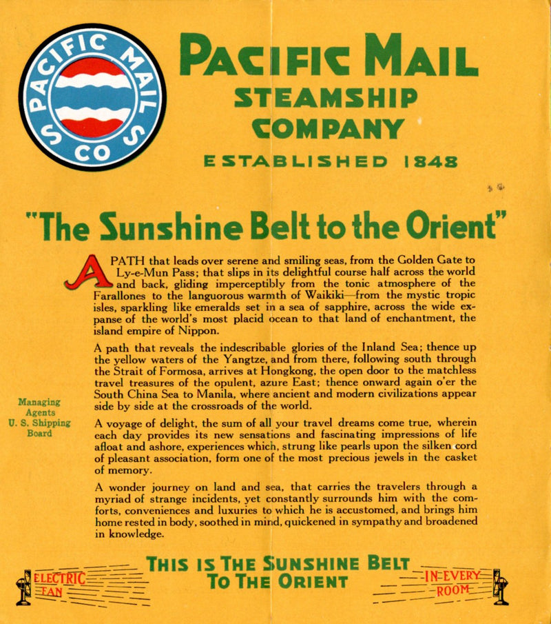 Various: pre-war - 1920s Pacific Mail fleet & services brochure