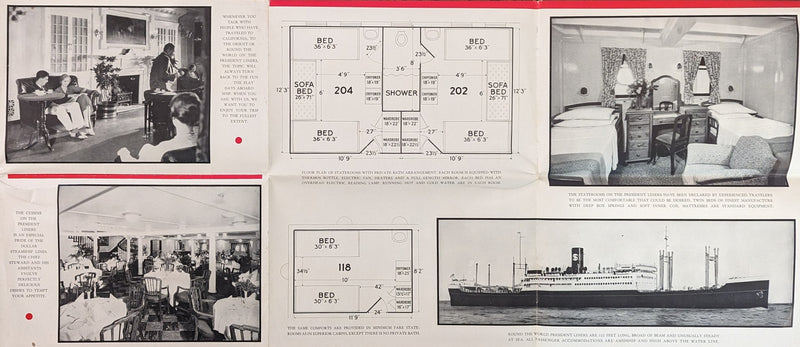 PRESIDENT ADAMS, PRESIDENT GARFIELD & PRESIDENT HARRISON - Big 1920s deck plan w/ interiors