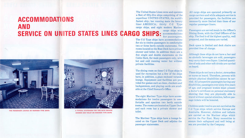 Various Ships - 1964 United States Lines "Popular Trips on Cargo Ships"