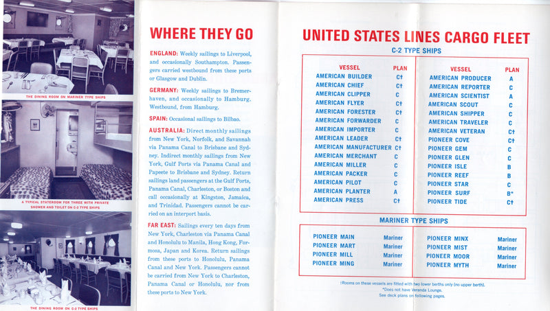 Various Ships - 1964 United States Lines "Popular Trips on Cargo Ships"