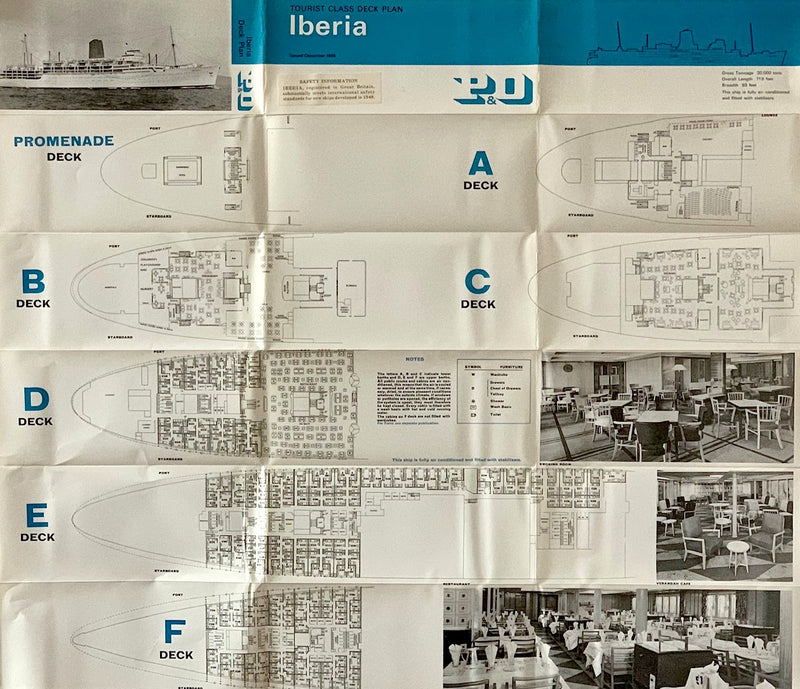 IBERIA: 1954 - First & Tourist deck plan set from late 1960s