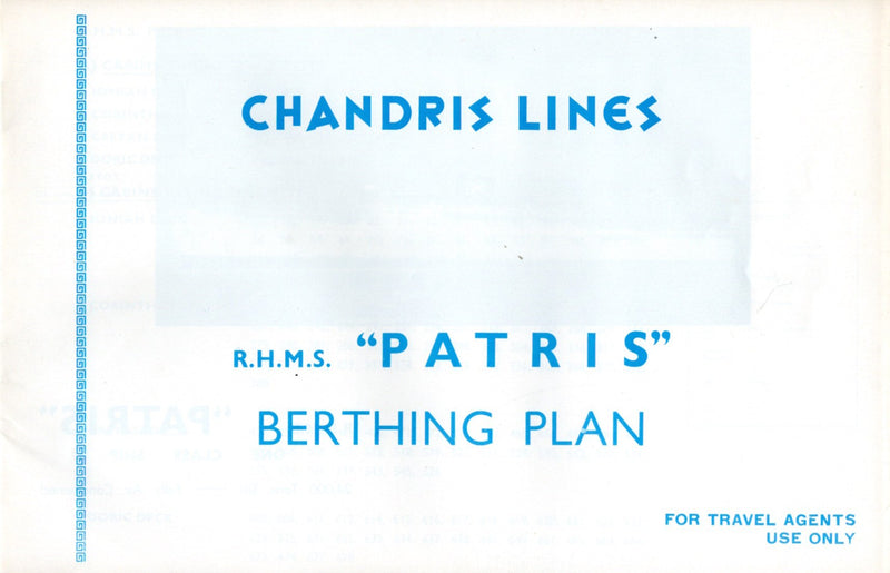 PATRIS: 1950 - Large travel agency "Berthing Plan" booklet form 1960s