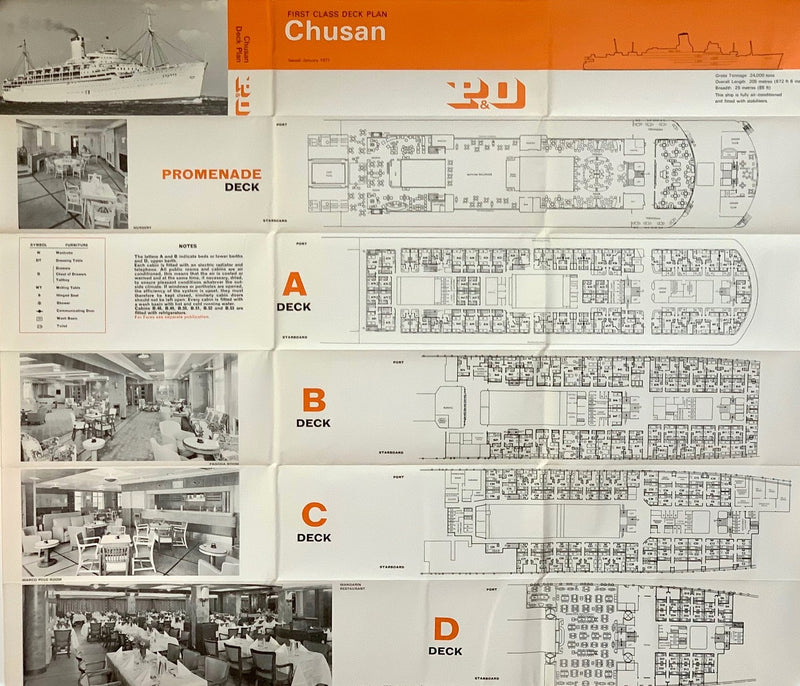 CHUSAN: 1950 - First & Tourist deck plans