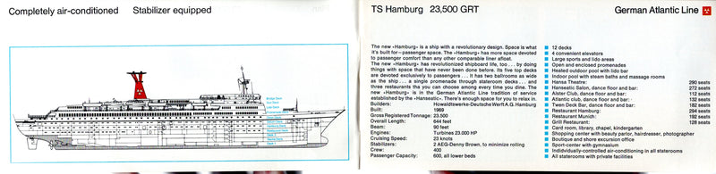 HAMBURG: 1969 - Maiden voyage year deck plan booklet