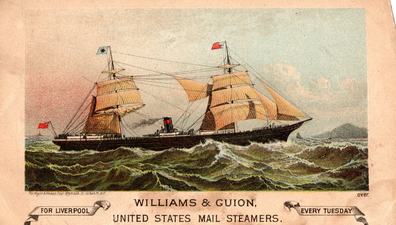 MONTANA: 1874 - Advertising card w/ deck plan & color lithograph