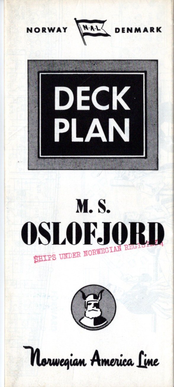 OSLOFJORD: 1949 - Fold-out deck plan from 1950s or 60s