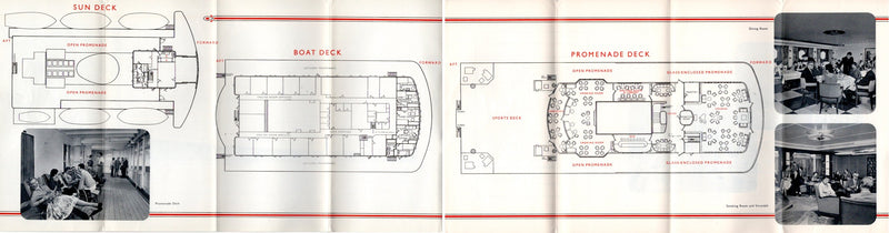 NOORDAM: 1939 - Deck plan w/ interiors 1950s