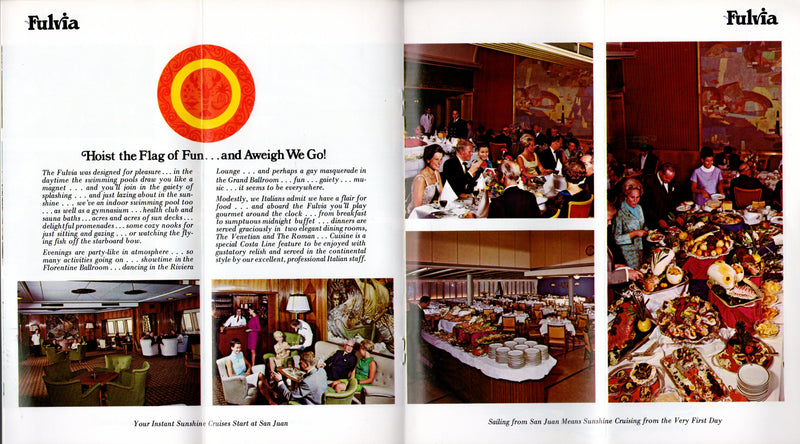 FULVIA: 1949 - Costa brochure w/ interiors & plans - sank & burned in 1970