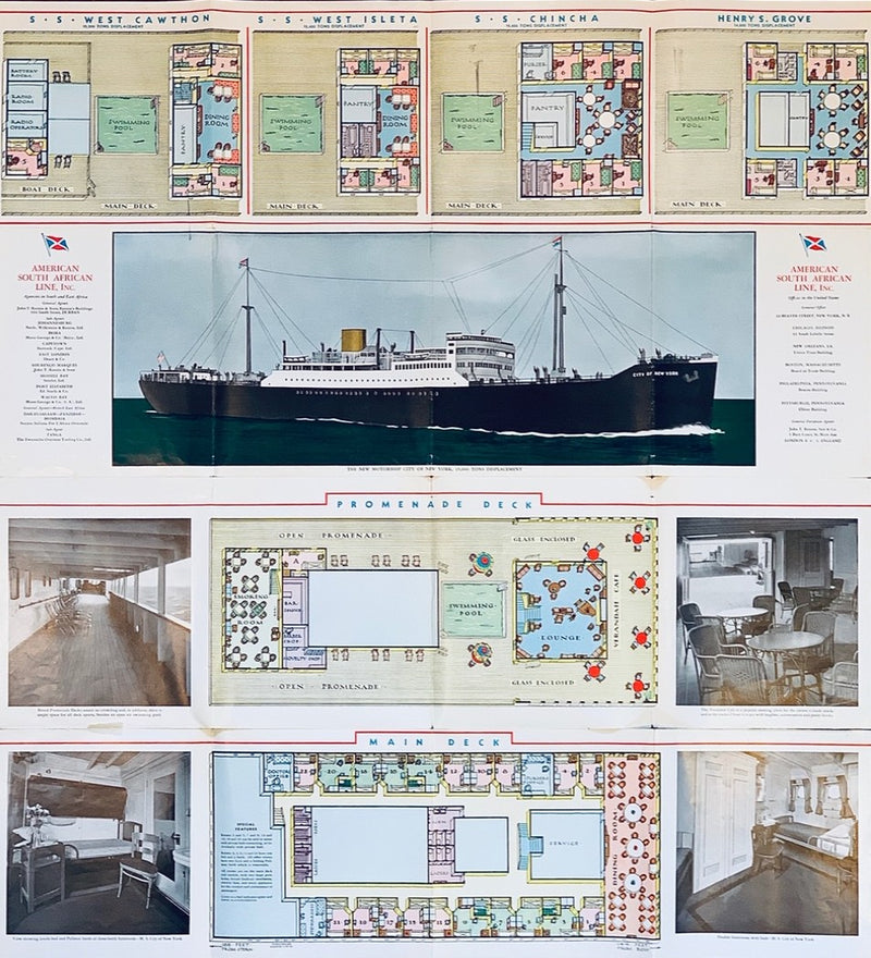 CITY OF NEW YORK: 1930 - Deluxe isometric deck plans & interiors circa 1930