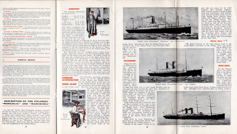 Various: pre-war - Pacific Mail destinations brochure w/ fleet photos
