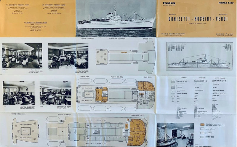 DONIZETTI, ROSSINI & VERDI: 1952 - Fold-out deck plan w/ interiors from 1975