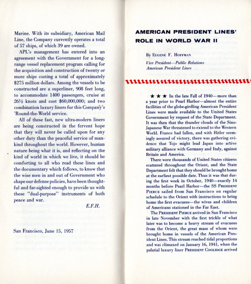 Various: pre-war - "American President Lines' Role in WW2"