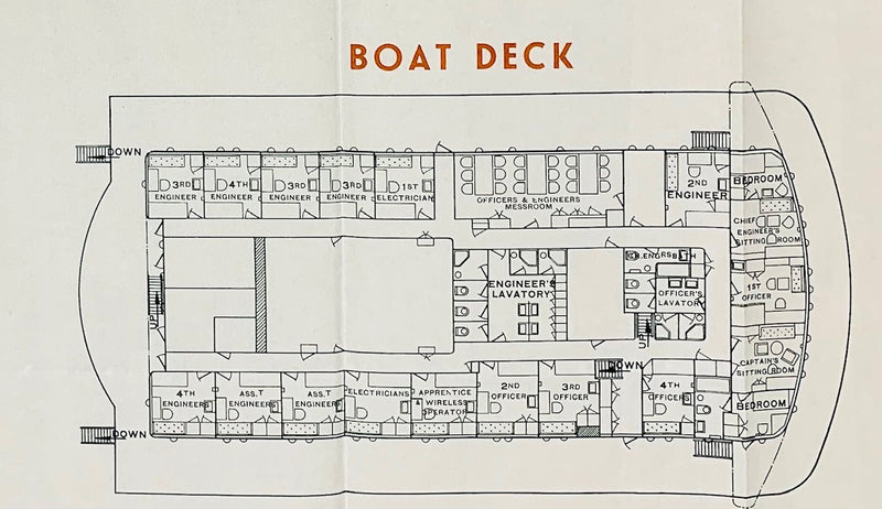 NOORDAM & ZAANDAM - Rare 1938 deck plan - 1 ship survived WW2, 1 didn't