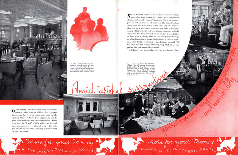 Various: pre-war - 1930s Italian Line Tourist Class brochure w/ deco graphics
