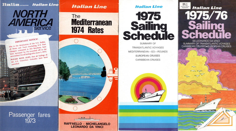 Various Ships - 16 Italian rates & sailings brochure 1974-1976