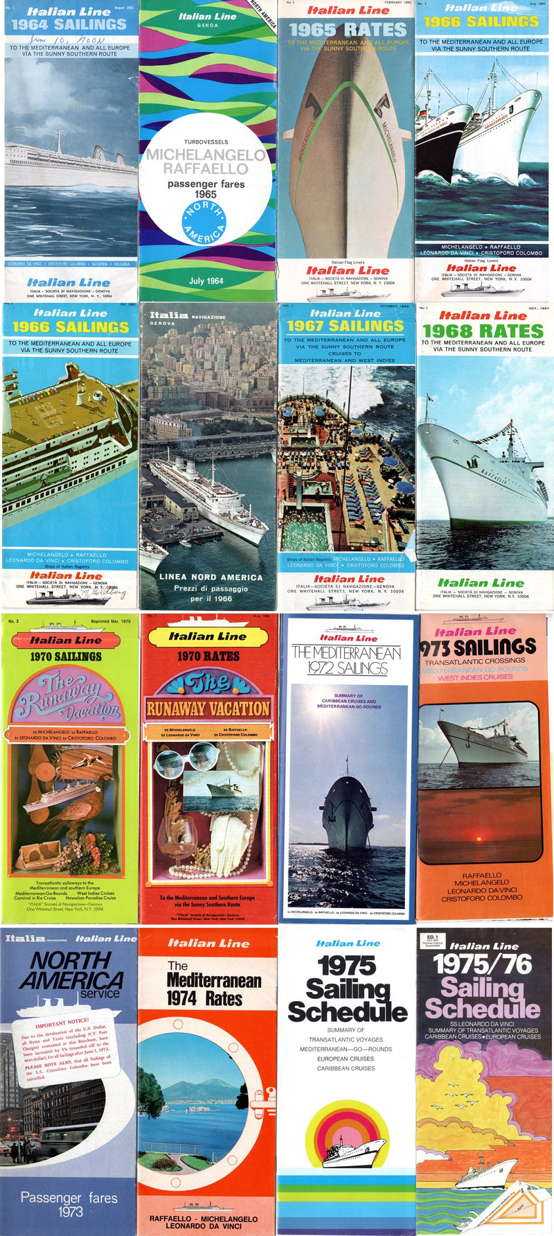 Various Ships - 16 Italian rates & sailings brochure 1974-1976
