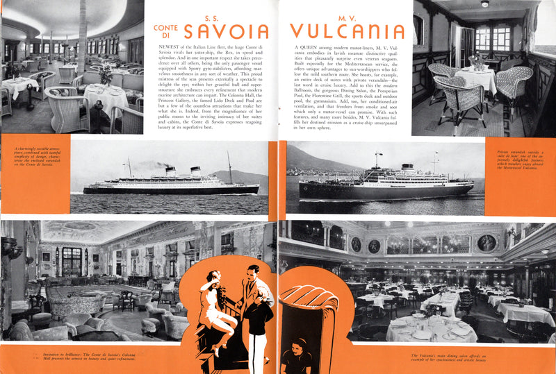 CONTE DI SAVOIA & VULCANIA - 1938 Mediterranean cruise brochure