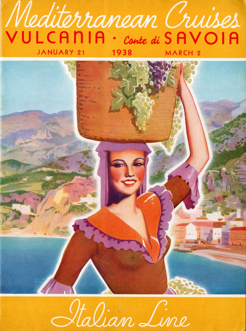 CONTE DI SAVOIA & VULCANIA - 1938 Mediterranean cruise brochure