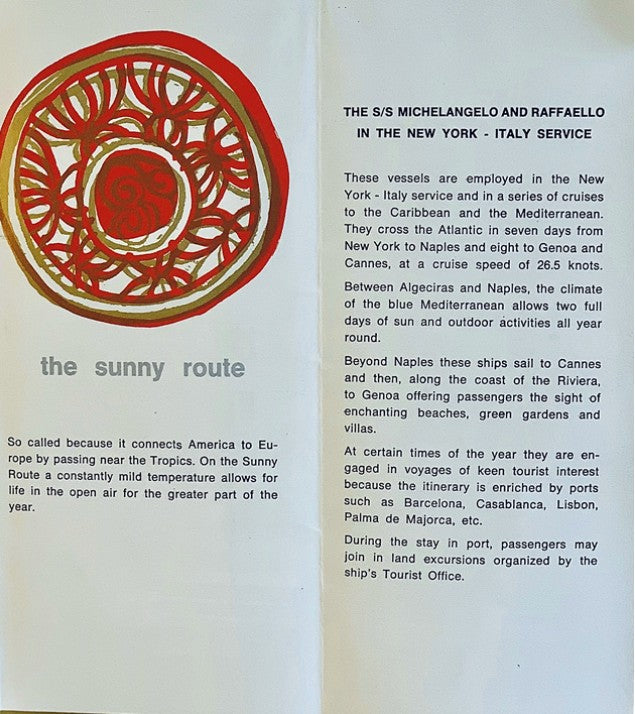 MICHELANGELO & RAFFAELLO: 1965 - Fold-out interiors brochure in English