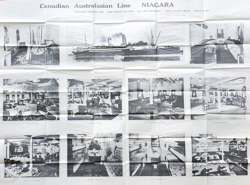 NIAGARA: 1913 - Large 1938 deck plan w/ photos for First, Cabin & Third