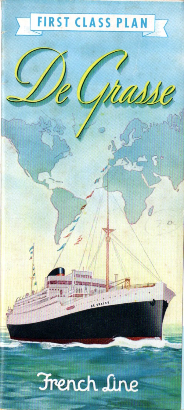DE GRASSE: 1924 - First Class deck plan from 1948 w/ interiors