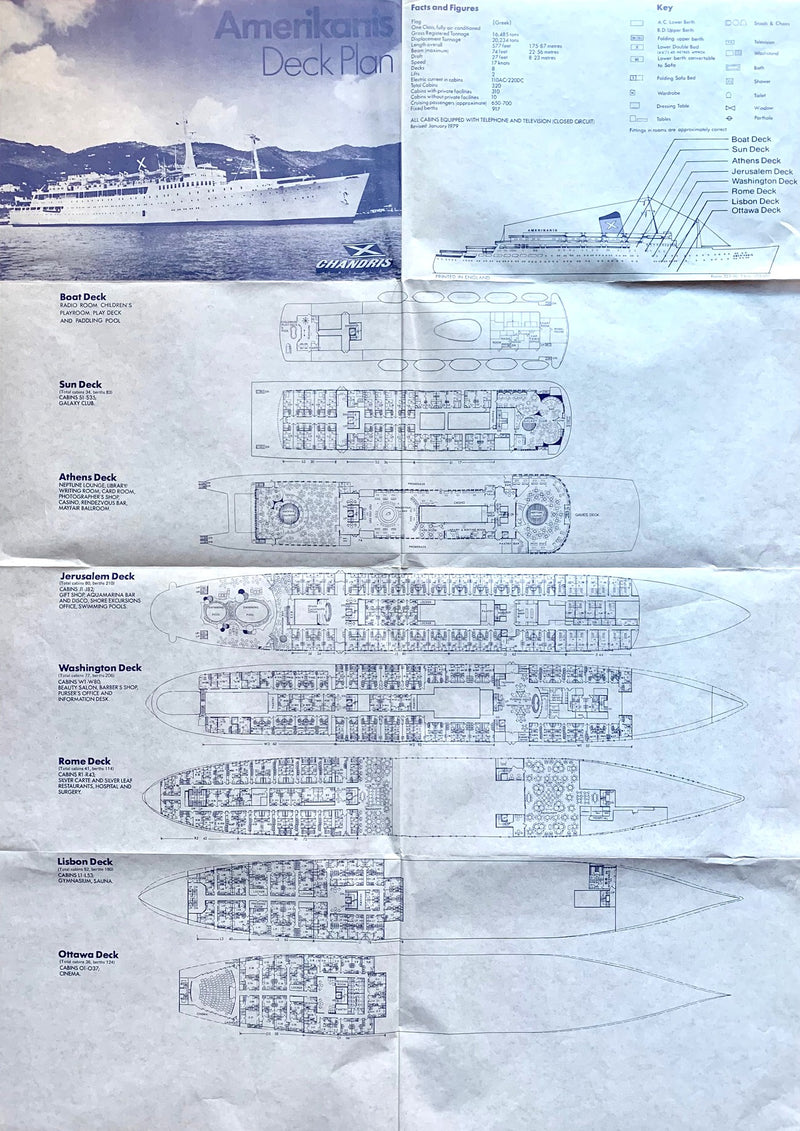 AMERIKANIS: 1952 - Large Chandris deck plan from 1979