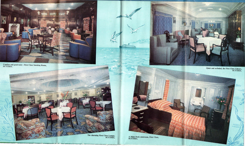 SCYTHIA, SAMARIA & FRANCONIA - Circa 1950 color interiors brochure
