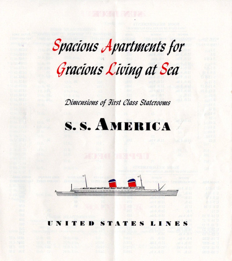 AMERICA: 1940 - "Dimensions of First Class Staterooms"