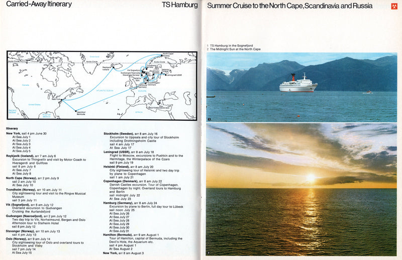 HAMBURG: 1969 - Cruise brochure w/ deck plans, cutaway & interior views