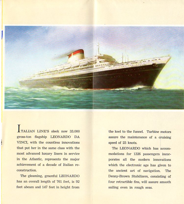 LEONARDO DA VINCI: 1960 - Pre-maiden voyage interiors brochure