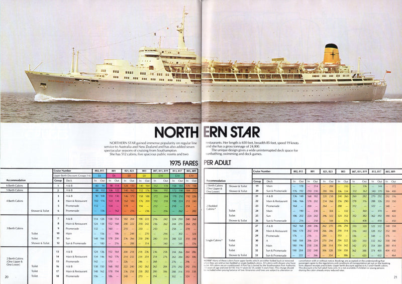 OCEAN MONARCH & NORTHERN STAR - 1975 cruises - end of line for both ships