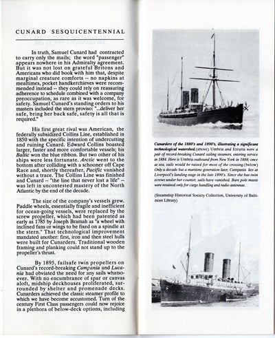 Various: pre-war - Ocean Liner Museum Cunard 150th Anniversary Exhibit booklet