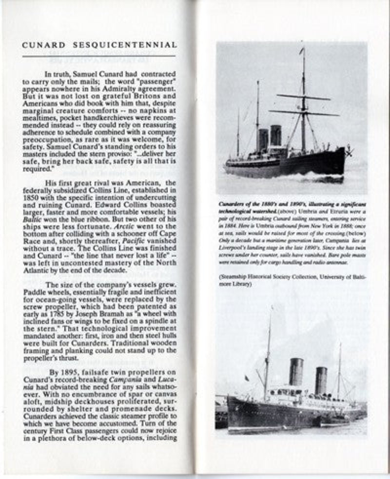 Various: pre-war - Ocean Liner Museum Cunard 150th Anniversary Exhibit booklet