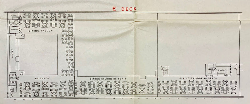 STATENDAM: 1929 - Large Tourist Class deck plan w/ pics from 1937