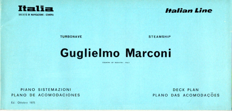 GUGLIELMO MARCONI: 1963 - Full ship deck plan from Italian Line