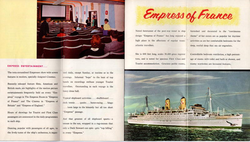 Various Ships - Canadian Pacific "Go White EMPRESS to Europe" 1959 w/ news clippings
