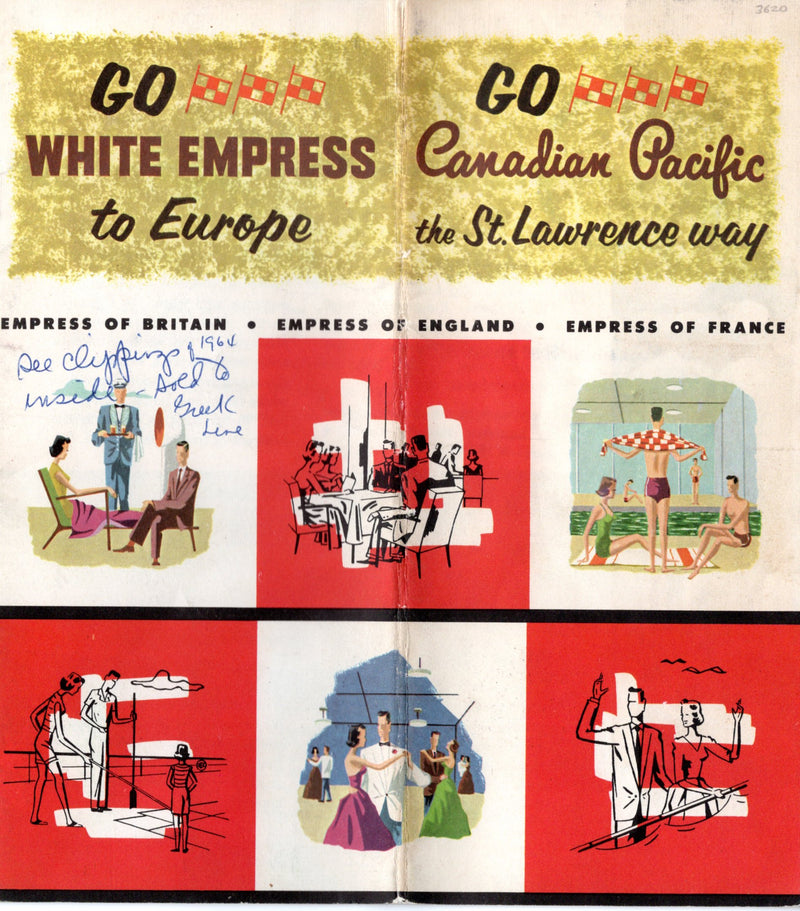 Various Ships - Canadian Pacific "Go White EMPRESS to Europe" 1959 w/ news clippings