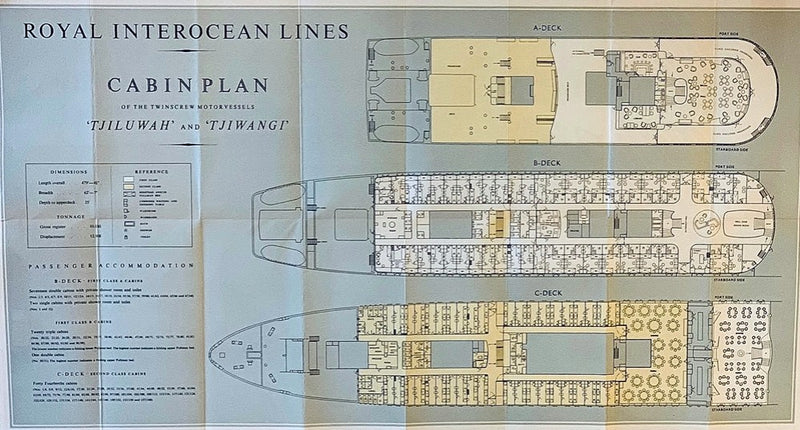 TJIWANGI & TJILUWAH - Deluxe Royal Interocean deck plan from 1955