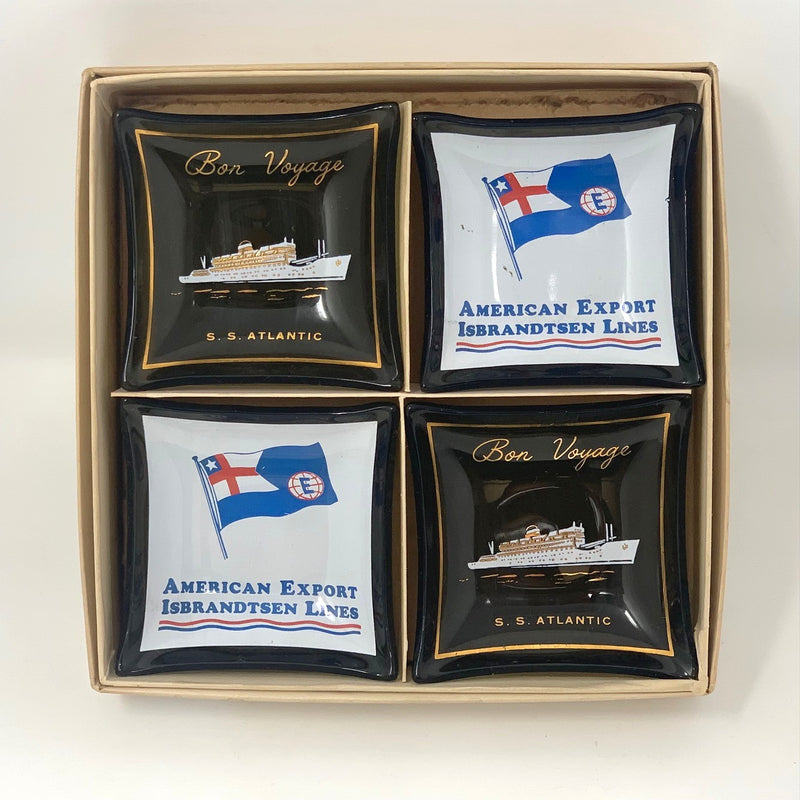 ATLANTIC: 1958 - 4 souvenir bon voyage dishes in box