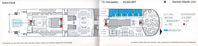 HANSEATIC: 1964 - Deck plan booklet from 1967