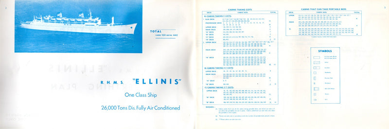 ELLINIS: 1933 - Large "Berthing Plan" from 1960s