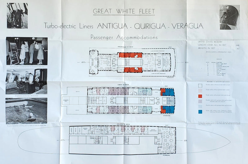 ANTIGUA, QUIRIGUA & VERAGUA- 1940s United Fruit deck plan
