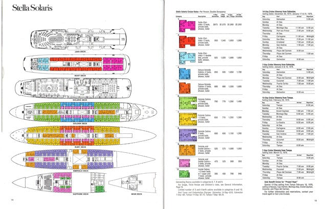 Various Ships - 6 Sun Line brochures 1974-77