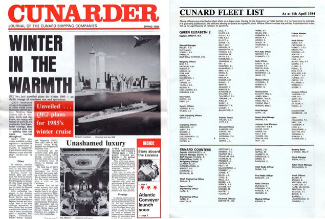 Various Ships - "Cunarder" & fleet staffings 1984